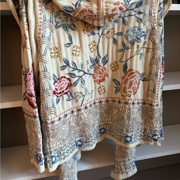 Johnny Was  Biya Floral Knit Cardigan Chenille Beige Boho - Picture 11 of 16